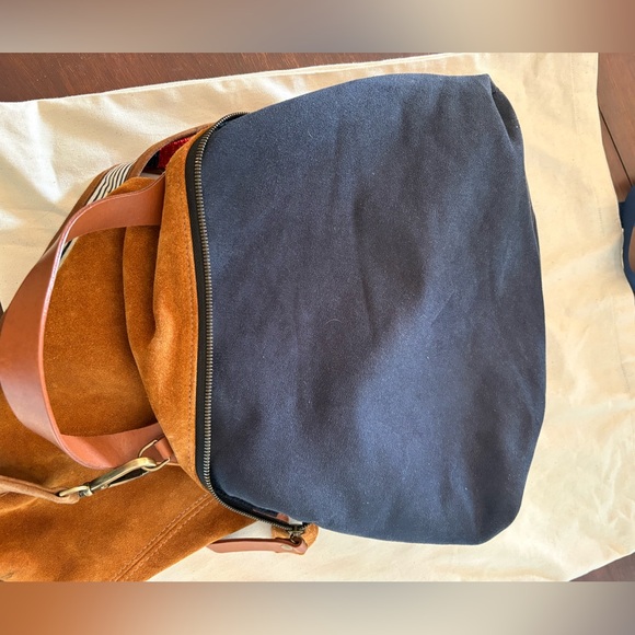 Parker Thatch Charlie Suede Top-Handle Tote Bag in Caramel Brown - Picture 9 of 16